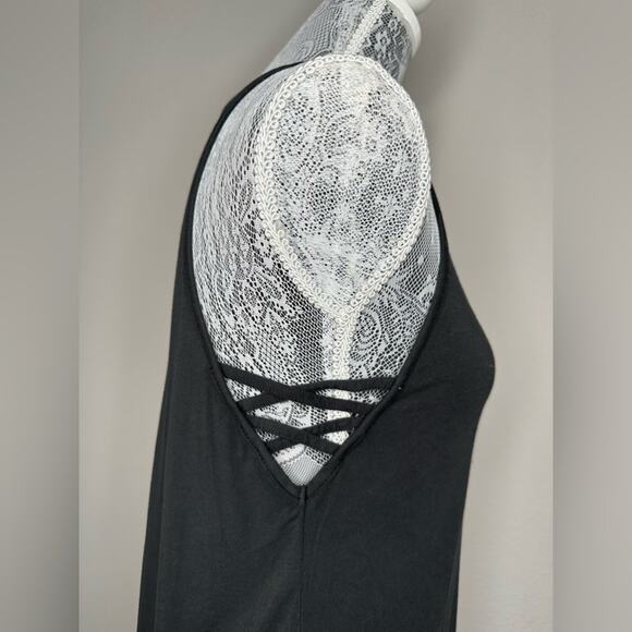 BEBE Bundle of 2 Strappy Side Workout Athleisure Tank Tops Grey Black Size Small - Picture 7 of 7